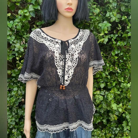 HAZE HAZEL BLACK EMBROIDERED BLOUSE - Picture 1 of 12